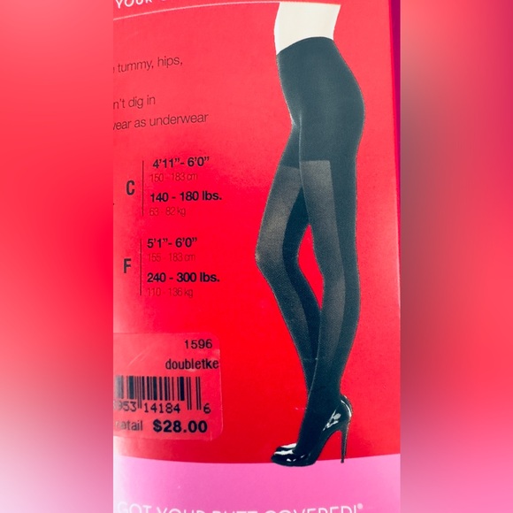 ASSETS BY SPANX !! Tight-end Tights ! Black Patterned - Double Take! Size E NIB! - Picture 3 of 5